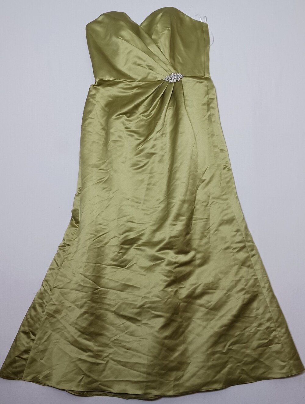 Belsoie By Jasmine Strapless Satin Formal Gown Size 18 Green Apple Sweetheart